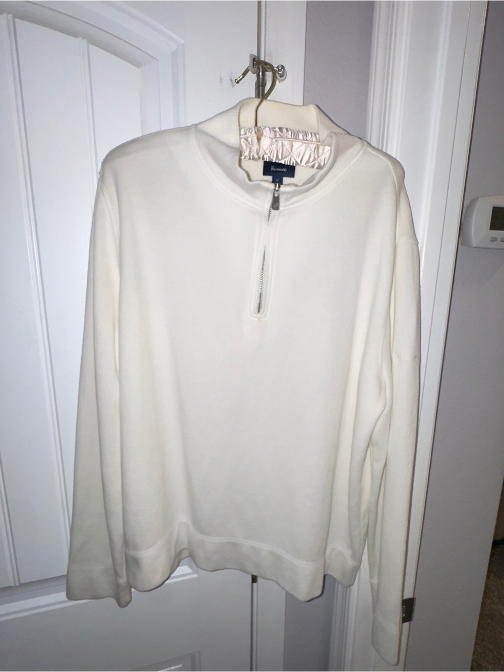 Façonnable Men’s Cream 1/4-Zip Pullover – Size Medium